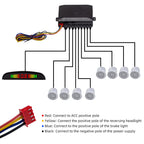Einparkhilfe mit 8 Vorne Hinteren Parksensoren mit Summer LED-Anzeige (8 Sensoren, Silber)