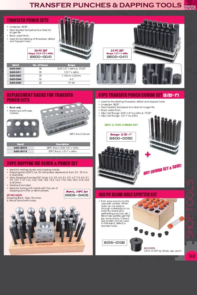 HHIP 8600-0041 Transferstanzer-Set, 28-teilig, 3/32-1,27 cm