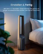 Pro Breeze 101cm rotorloser Ventilator - Ventilator oszillierend mit Fernbedienung, LED Display, 6 Geschwindigkeiten - Turmventilator sehr leise, 5 Betriebsmodi, Auto 60° Oszillation, 7h Timer