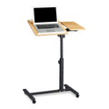 Relaxdays Laptoptisch höhenverstellbar HBT 95 x 60 x 40 cm Notebook Ständer auch für Linkshänder Sofatisch Beistelltisch mit bremsbaren Rollen mit Ablage für Maus mit 2 Stopp-Leisten, Eiche, gelb