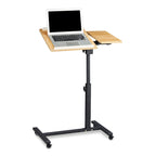 Relaxdays Laptoptisch höhenverstellbar HBT 95 x 60 x 40 cm Notebook Ständer auch für Linkshänder Sofatisch Beistelltisch mit bremsbaren Rollen mit Ablage für Maus mit 2 Stopp-Leisten, Eiche, gelb