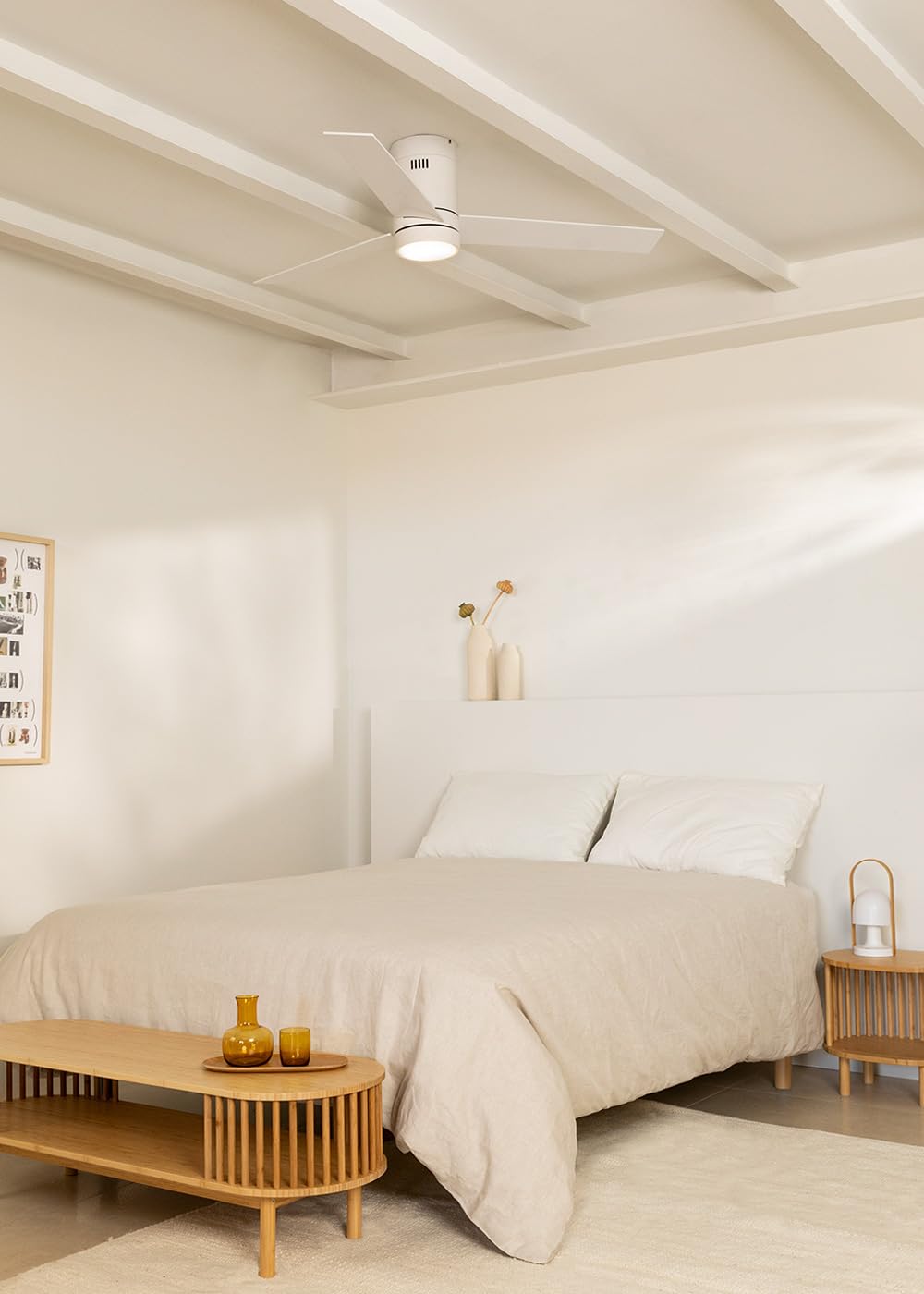 CREATE / WINDMINIMAL/Deckenventilator Weiß mit Beleuchtung und Fernbedienung/Leise, Timer, DC-Motor, 40W, Ø132 cm, 6 Geschwindigkeiten, Sommer-Winterbetrieb