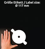 AVERY Zweckform L7676-100 selbstklebende CD-Etiketten (200 blickdichte CD-Aufkleber, Ø 117mm auf A4, SuperSize, Papier matt, bedruckbare Klebeetiketten für alle A4-Drucker) 100 Blatt, weiß