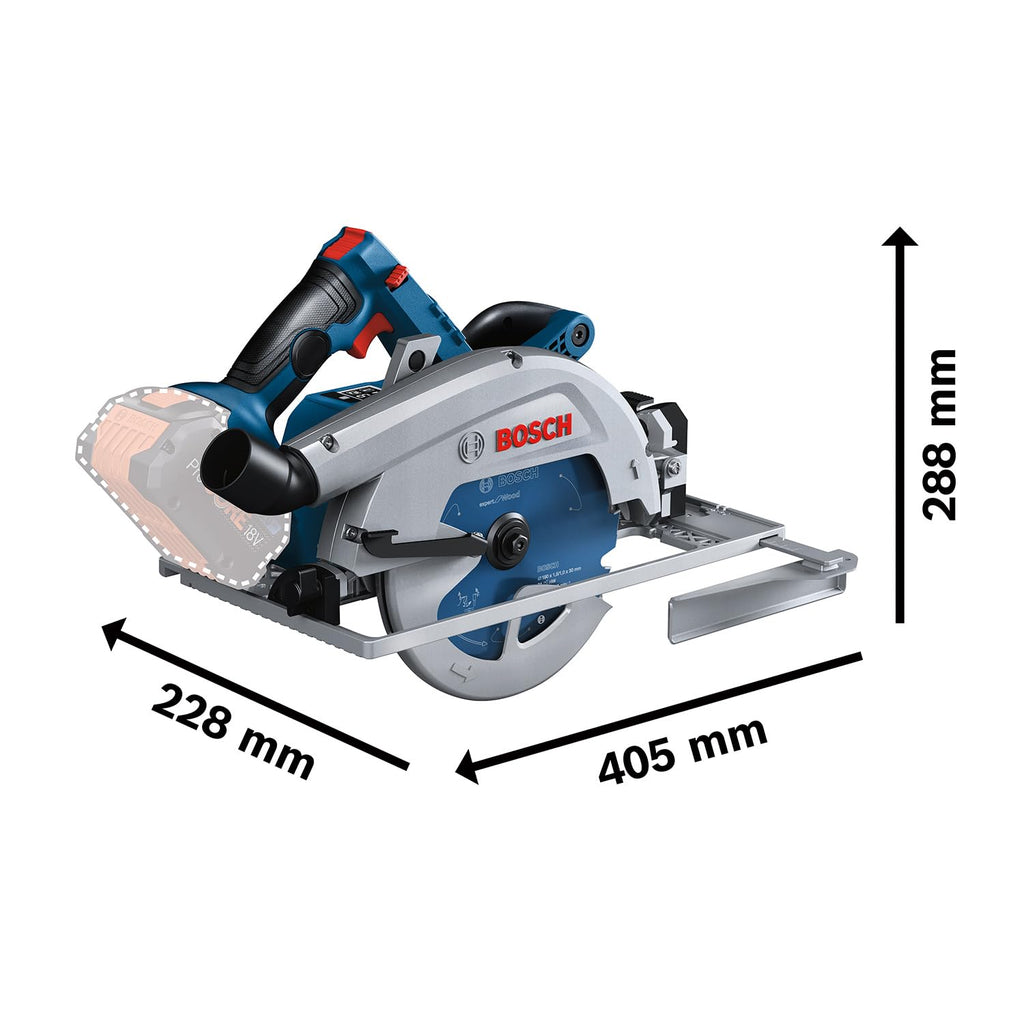 Bosch Professional 18V System Akku Handkreissäge GKS 18V-68 (inkl. 1x Parallelanschlag, 1x Sägeblatt, Einlage, BOXX)