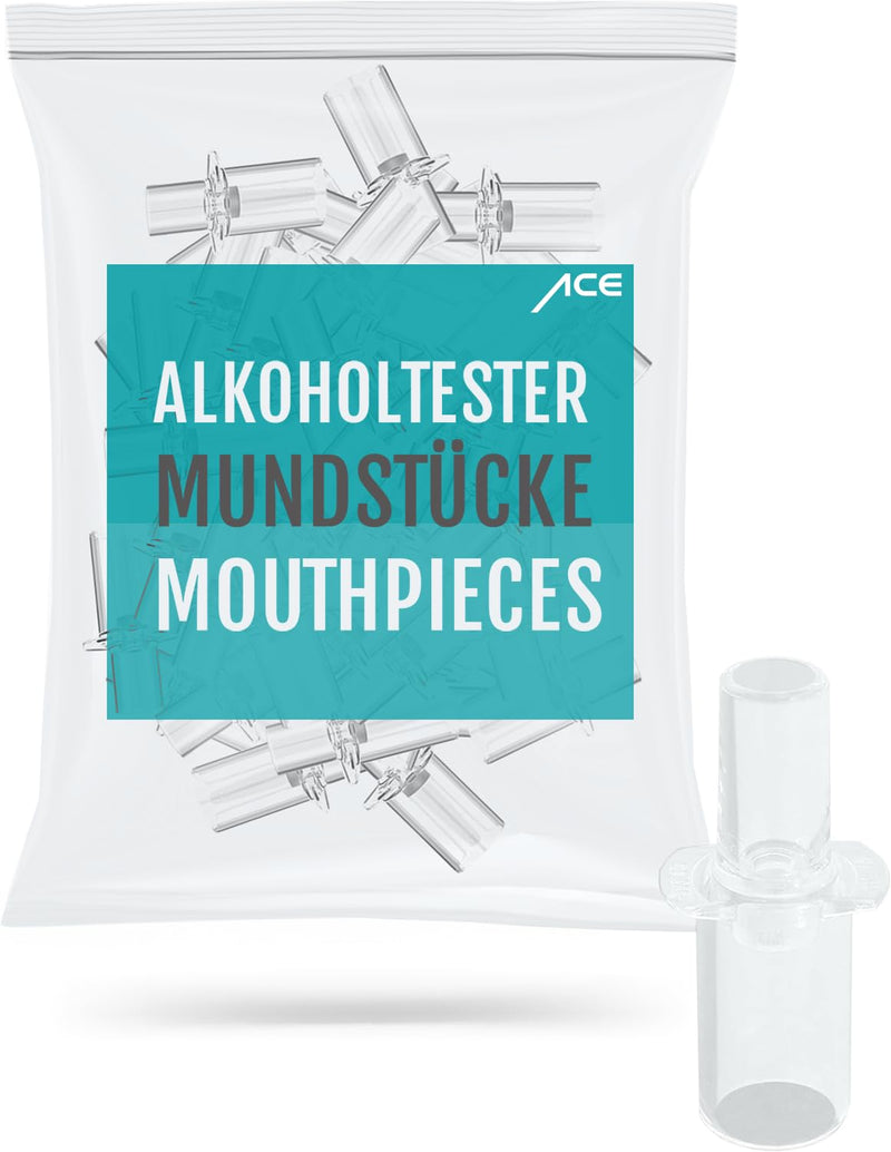 ACE Mundstücke für die Alkoholtester AF-33, A, Q und X - Packung mit 25 Promilletester-Mundstücken - 25er Mundstück-Packung