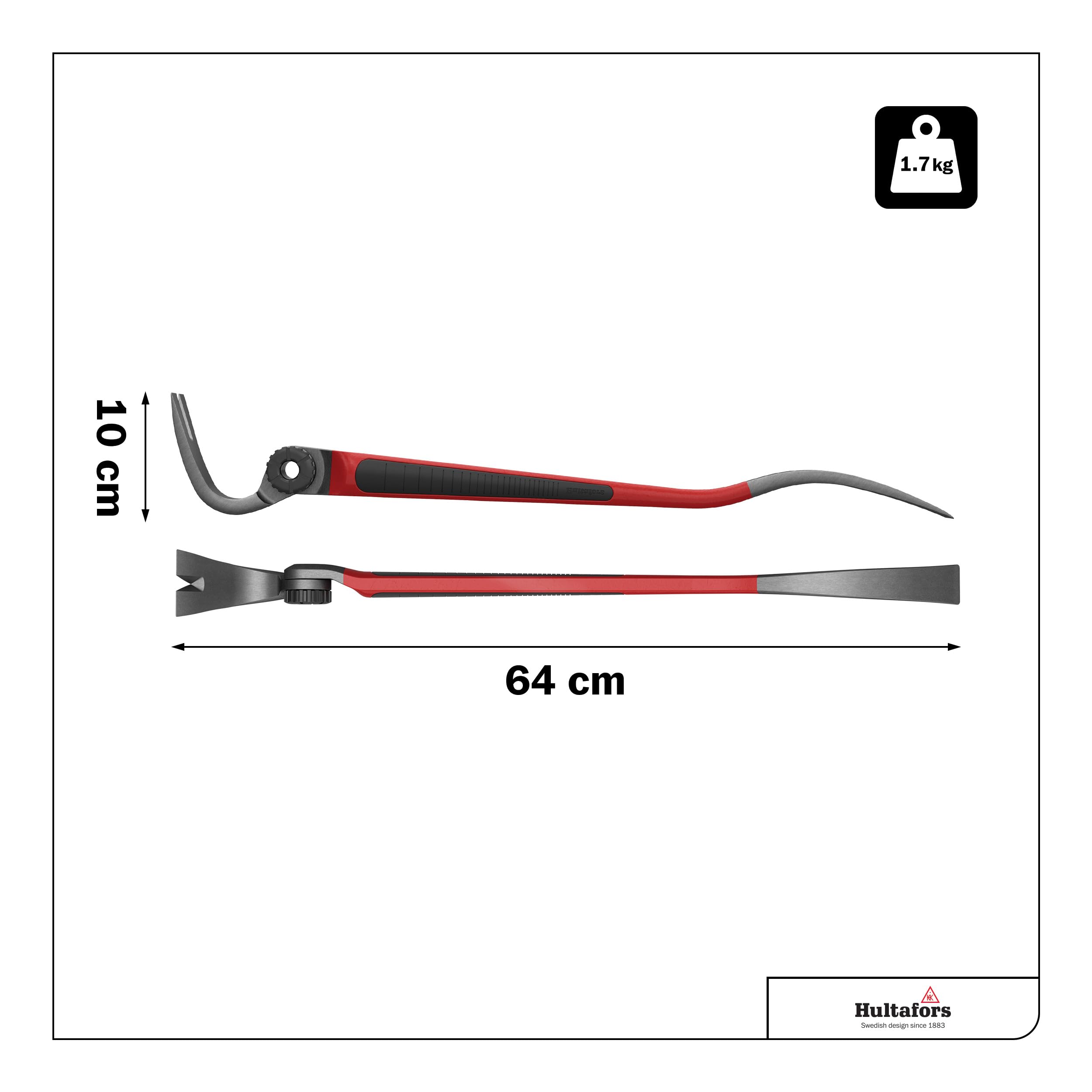 Hultafors Verstellbares Brecheisen I I Stemmt bis zu 200kg I Klaue mit 9 verschiedenen Positionen I Premium Stemmeisen für harte Arbeiten I 824115