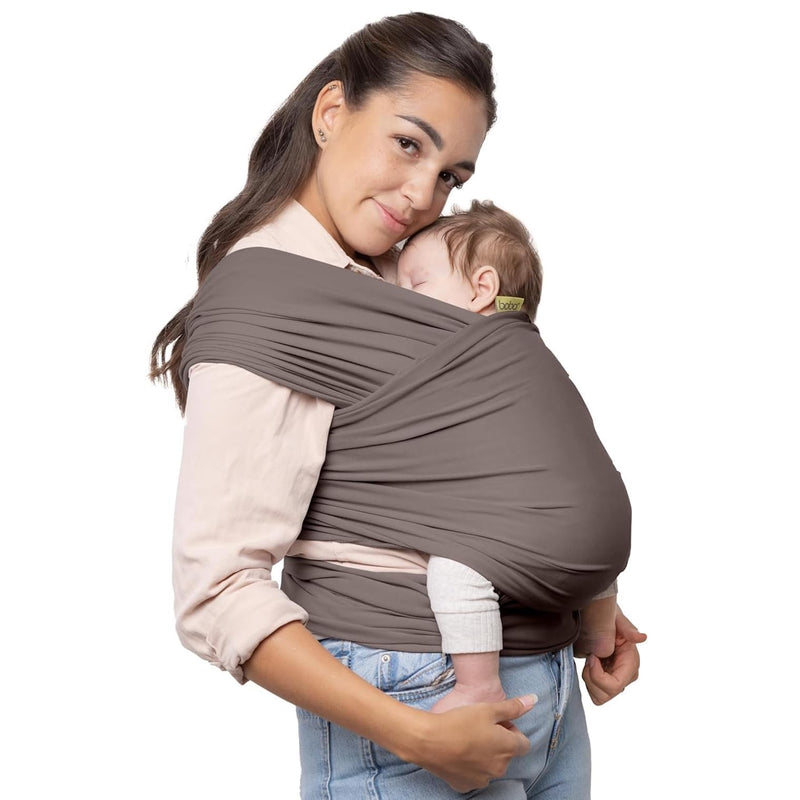 Boba Babytragetuch ab Geburt bis 15 kg - Kuschelweiches & Stützendes Baumwollfrottee, Tragetuch Baby Neugeboren bis Kleinkind, Einfach zu Binden (Grau)
