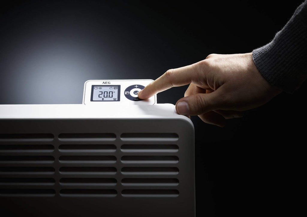 AEG Wandkonvektor WKL 2005 für ca. 20 m², 2000 W, 5-30 °C, wandhängend, LC-Display, Wochentimer, Metall, Ökodesign 2018, 236535