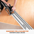 Evolution ST1400-G2 Führungsschiene Kreissägen Universal passend für die meisten Marken Makita, Metabo Bosch, Festool, 1,4m (2 x 700 mm ) Selbstausrichtende Verbindungsschienen, Endanschlag-Zubehör