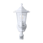 EGLO Außen-Wandlampe Laterna 5, 1 flammige Außenleuchte inkl. Bewegungsmelder, Sensor-Wandleuchte aus Aluguss und Glas, Farbe: Weiß, Fassung: E27, IP44