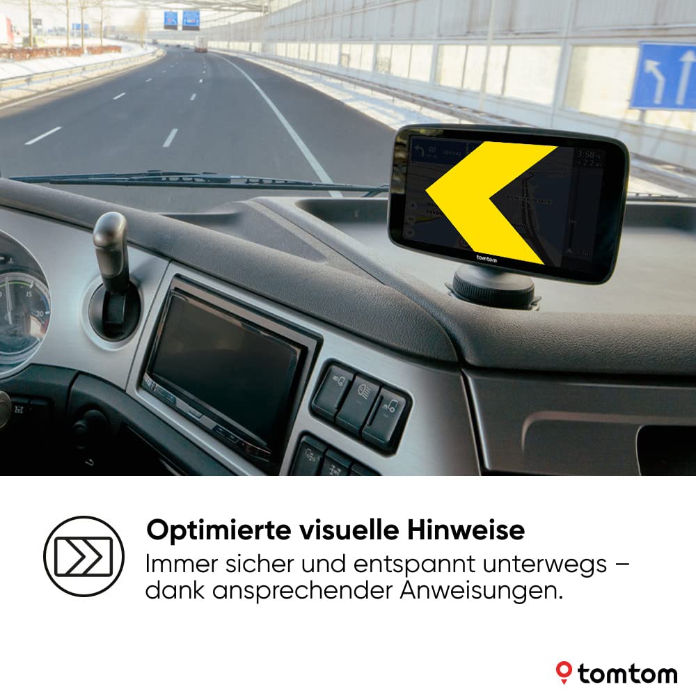 TomTom LKW Navi GO Expert Plus (7 Zoll-Display, Routenführung und POIs für große Fahrzeuge, TomTom Traffic inklusive, Weltkarten, Echtzeitwarnungen zu Beschränkungen)