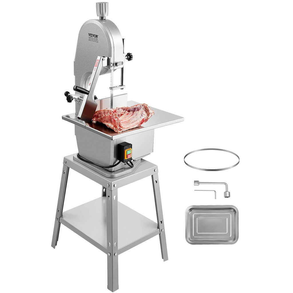 VEVOR Kommerzielle elektrische Fleischbandsäge Knochenschneidemaschine, 1800 W vertikale Knochensäge, 380 x 485 mm Werkbank, Gefrierfleischschneider mit Klinge für Rippchen, Schweinefleisch