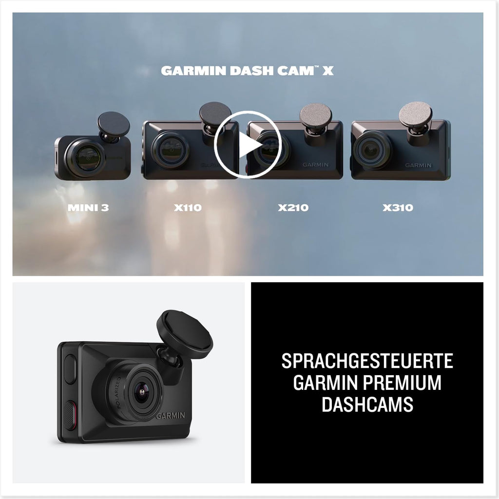 Garmin Dash Cam X310 - Premium Dash Cam mit 4K-Aufläsung, 140° Blickwinkel, 2,4 Zoll LCD Display, Garmin Clarity Polfilter und automatischer Unfallerkennung