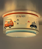Dalber Deckenlampe kinderzimmer, Deckenleuchte für Kinder Polizei Autos Police, 60616N, E27