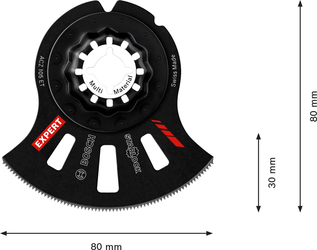 Bosch 1x EXPERT MultiMaterial ACZ 105 ET Segmentsägeblätter (für Faserkunststoffe GFK, CFK, Ziegelstein, Ø 105 mm, Professional Zubehör Multifunktionswerkzeug)