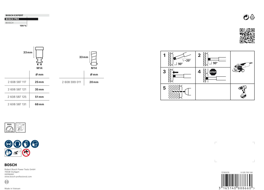 Bosch Professional 5 tlg. Diamanttrockenbohrer Dry Speed Best for Ceramic Set (für Keramik, Zubehör Winkelschleifer)