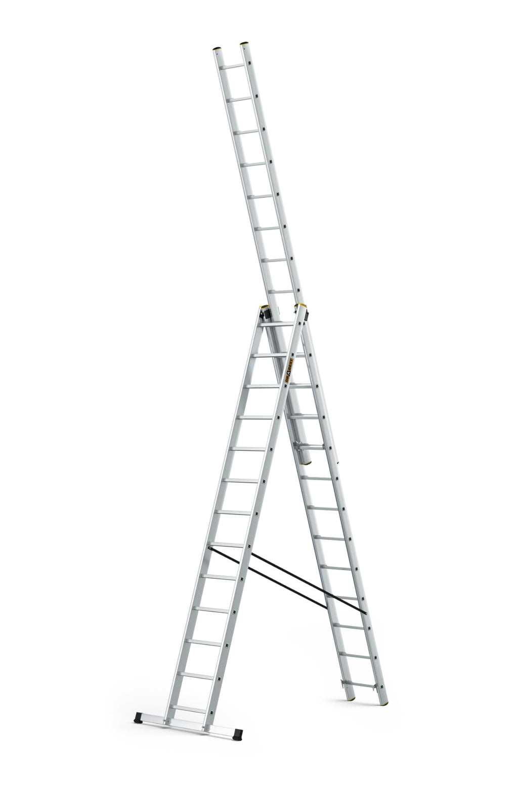 DRABEST Leiter PRO Serie Aluleiter 3-teilig Mehrzweckleiter 3x13 Stufen Leiter Multifunktionsleiter Kombileiter bis 150 kg Beslastbar - Arbeitshöhe 8,61 m - inkl. Eimerhaken