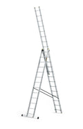 DRABEST Leiter PRO Serie Aluleiter 3-teilig Mehrzweckleiter 3x13 Stufen Leiter Multifunktionsleiter Kombileiter bis 150 kg Beslastbar - Arbeitshöhe 8,61 m - inkl. Eimerhaken