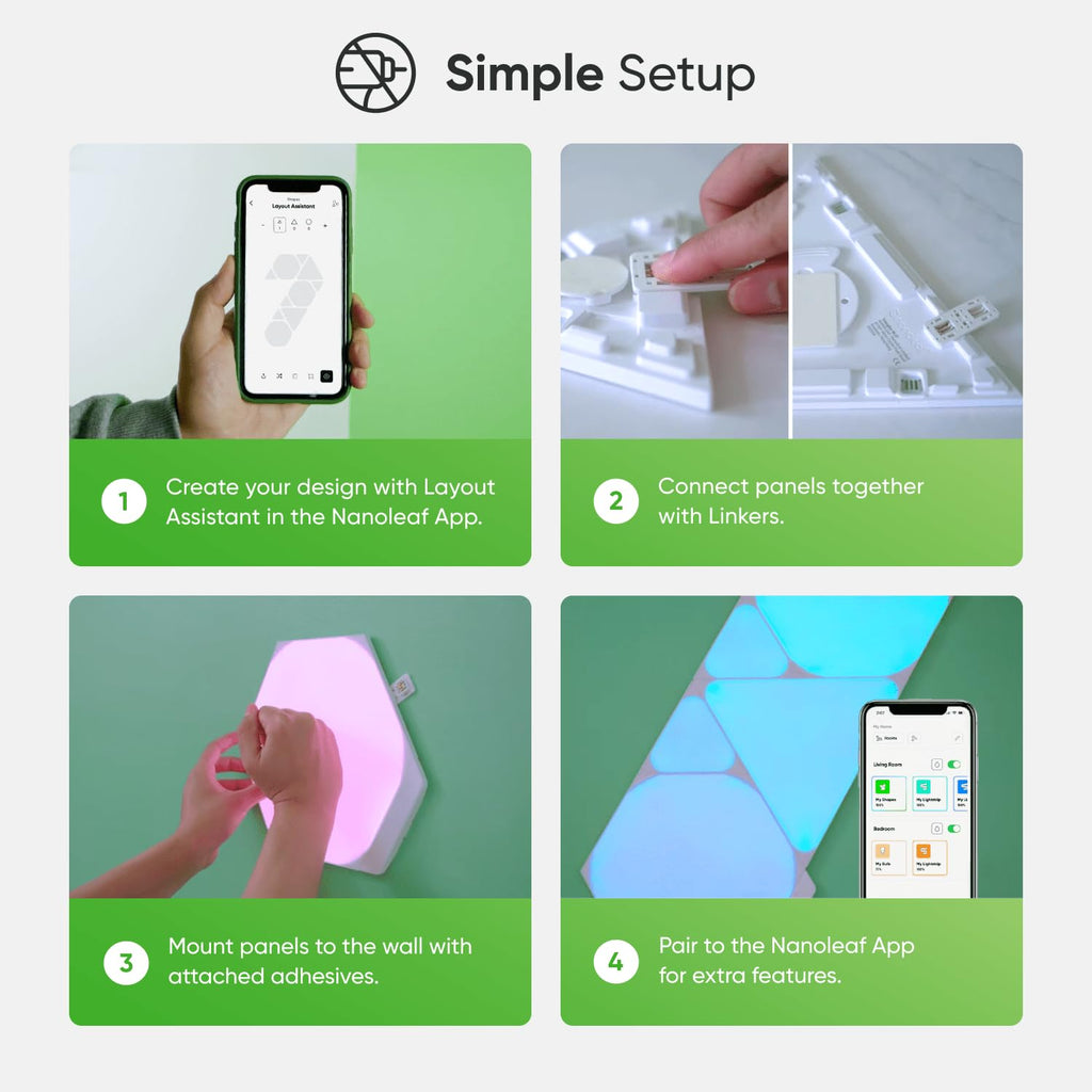 Nanoleaf Shapes Triangle Erweiterungspack, 3 zusätzliche Dreieckigen LED Panels - Smarte Modulare RGBW WLAN 16 Mio. Farben Wandleuchte Innen, Musik & Bildschirm Sync, Funktioniert mit Alexa