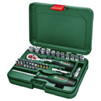 Bosch Ratschen / ¼"Steckschlüsselsatz-Set, 34-teilig (hochwertiger und vielseitiger Steckschlüsselsatz für zahlreiche Heimwerkeraufgaben; ergonomischer Griff mit Softgrip; magnetische Bit-Aufnahme)