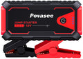 Povasee Starthilfe Powerbank, 5000A Auto Starthilfe für 12V Fahrzeuge (Bis zu 10L Benzin/8L Diesel), Starter Powerbank mit LED, 2 Schnelllade USB Ausgänge, Batterie Jump Starter mit Starthilfekabel