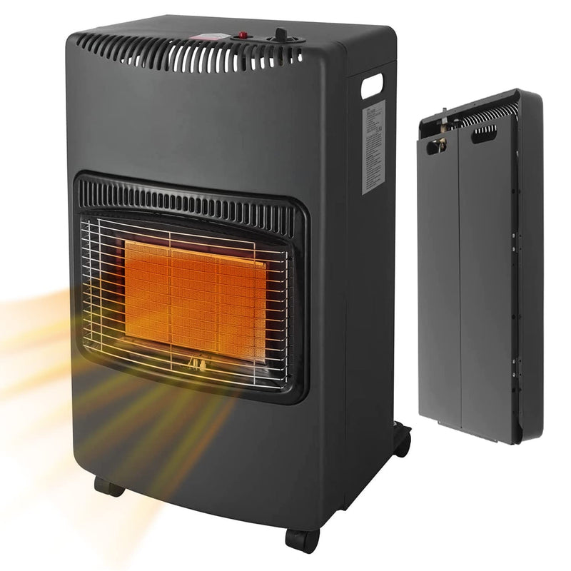 White by Brigros DA-201 Faltbarer Gasheizer, Infrarot, Piezozündung, LPG/Butan/Propan geeignet, Fach für Gasflasche bis 15 kg, ODS-System, 4200 W, schwarz