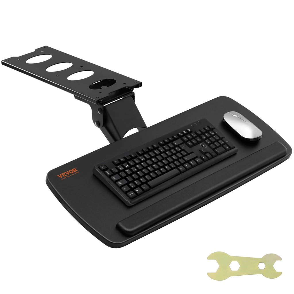 VEVOR Tastaturablage unter dem Schreibtisch, Große 250 x 635 mm, Höhenverstellbar 0-220 mm, Tastaturablage für Büro und zu Hause