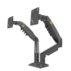 Ergosolid Desktop-Halterung für 2 PC-Bildschirme (17-27 Zoll), verstellbar in Mehreren Achsen, Drehgelenk, Gasfeder bis 2 x 9 kg, F160VAR