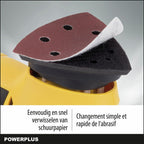 Powerplus Delta-Schleifer POWX0490-300 W Dreieck Schleifmaschine - 3 dreieckige Schleifpapierblätter und Vakuumadapter - Schleifen Holz & Keramik - Trockenbau Wand Dreieckschleifer