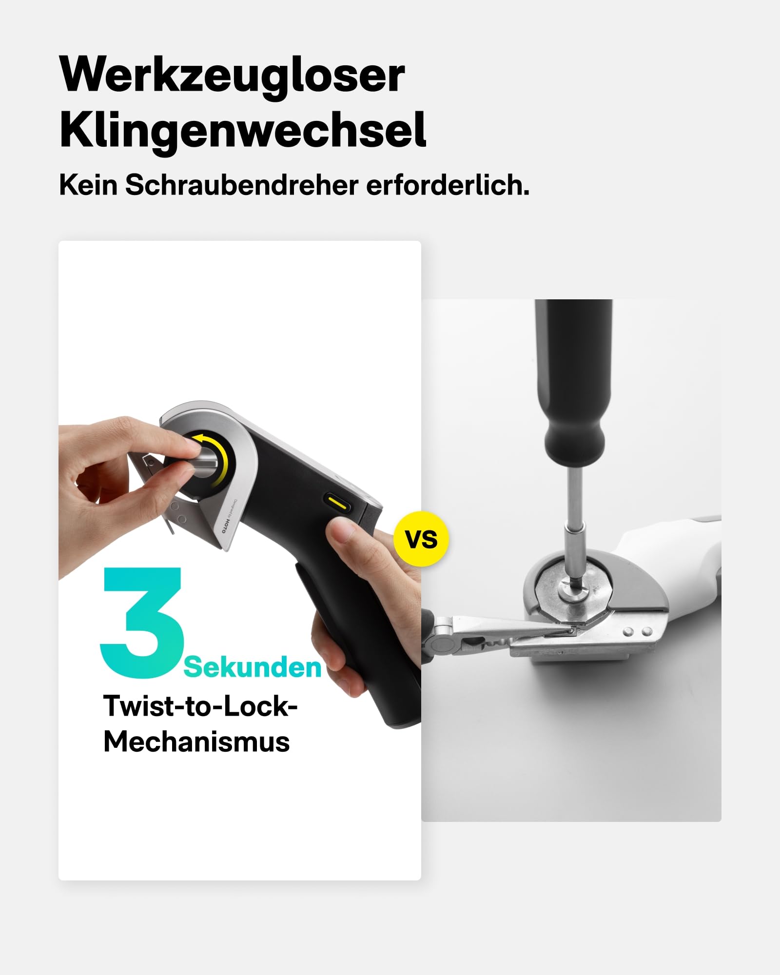 HOTO EdgeFlow Elektrisch Kartonschneider mit Titanklinge & LED-Display, Elektrische Schere, Selbstschleifend & Werkzeugloser Einfacher Klingenaustausch, Sicherheitsriegel für Karton, Teppich, Leder