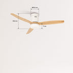 CREATE / WINDCALM M/Deckenventilator ABS mit Beleuchtung Weiß Hellesholzflügel-Optik mit Fernbedienung / 40W, Leise, Ø132cm, 6 Geschwindigkeiten, Timer, DC-Motor, Sommer-Winterbetrieb