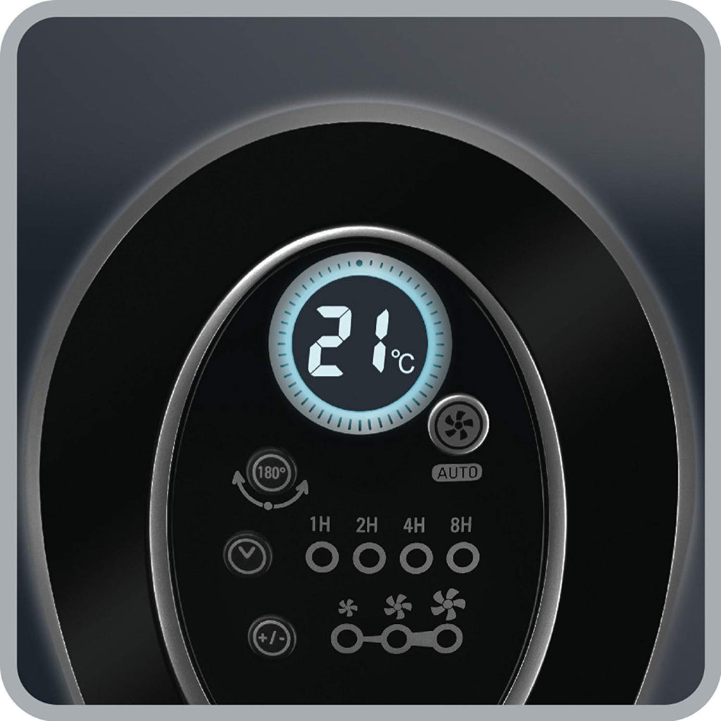 Rowenta VU6670 Eole Infinite, Turmventilator, Timer bis zu 8 Stunden, 3 Geschwindigkeiten, Fernbedienung, automatische Abschaltung, Piano Schwarz
