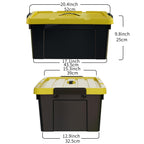 Cetomo 35L*4 Aufbewahrungsboxen, Kunststoffboxen mit Deckeln, Griffen und Schnappverschlüssen für Werkzeuge, Garage, Langlebig, Stapelbar, Ineinander Schachtelbar, Schwarz und Gelb, 35L (4er Pack)