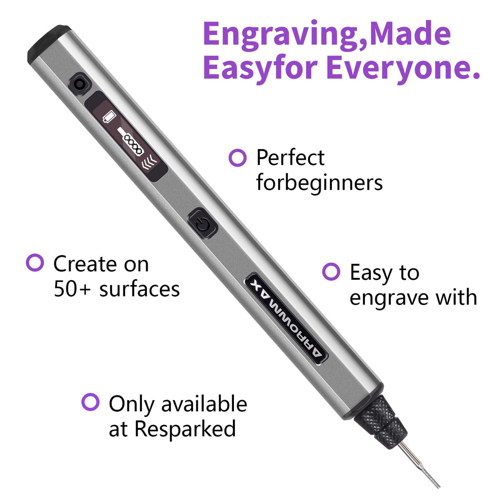 ARROWMAX Mini Gravierstift - Ultimatives kabelloses tragbares Werkzeug für Künstler & Heimwerker - Gravieren Sie 50+ Oberflächen - Anfängerfreundlich - Wiederaufladbar - Kostenlose 30 Bits