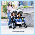 Graco DuoRider™ Doppel-Kinderwagen, Geschwisterwagen, ab Geburt bis ca. 3 Jahre (15 kg), leicht, schnell zusammenklappbar, freistehend, großer Staukorb, inkl. Regenverdeck, grau, Steeple Gray