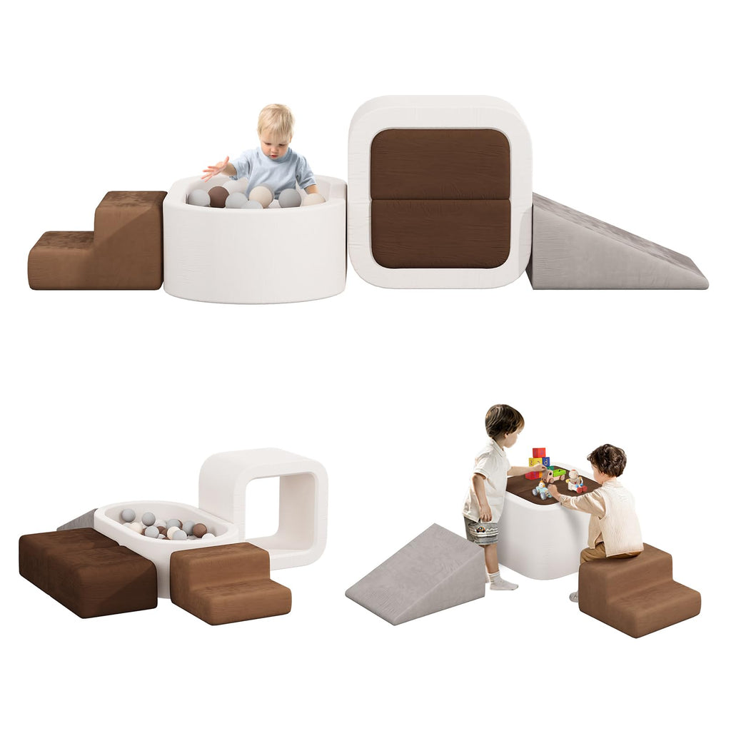 BanaSuper Kinder Softplay-Set, Schaumstoff Bausteine XXL für Kleinkinder, Baby Schaumstoff-Ballgrube (Kein Ball), Kletterblöcke mit Ballpool, Kletter- und Krabbelspielplatz, Montessori-Spielzeug