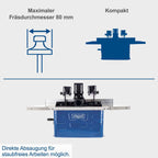 Scheppach Fräsmaschine HF60 Tischfräsmaschine | 230V 1500W | Spannzangen 6/8/12mm | Spindelhöhe max. 40mm | variable Drehzahlregulierung 11500 bis 24000 min-1 | inkl. Tischverbreiterungen