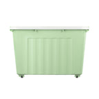 Cetomo 55L*4 Aufbewahrungsboxen, Rillen-verstärkte Kunststoffboxen mit Rollen & Deckeln, Stapelbare Aufbewahrungskiste, Ordnungsboxen für Zuhause und Büro, PP, Grün, 55L (4er Pack)