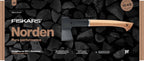 Fiskars Geschenk-Set - Universalaxt (44,5 cm, Karbonstahl & FSC-Holz) + Axtschärfer Schwarz, Hochwertiges Set für Hackarbeiten, Feuerholz & Outdoor 1052276
