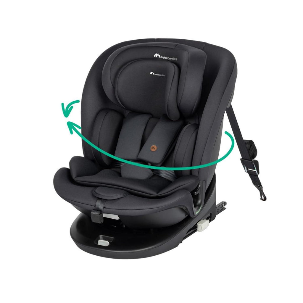 Bebeconfort RevolveFix 360 i-Size, Autositz 360 Drehbar, 0–12 Jahre, 40–150cm, ISOFIX Kindersitz, Top-Tether-Installation, 360°-Drehung, 6 Liegepositionen, 12 Kopfstützenpositionen, Full Black