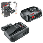 Bosch Akku und Schnellladegerät Starter Set 18V (1x 2,5Ah Li-Ionen-Akku; 1x Schnellladegerät; Power for All 18V Alliance)