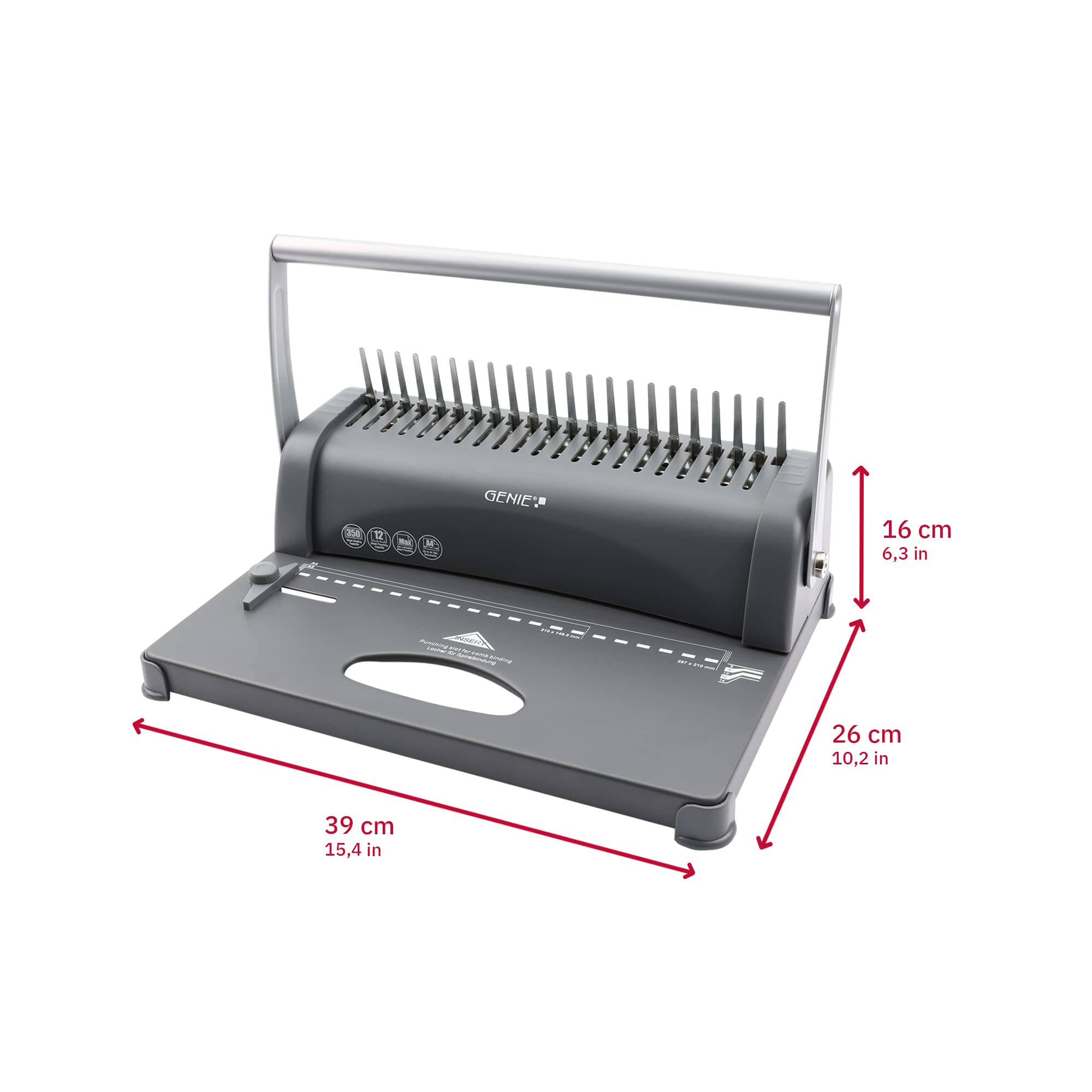 Genie CB 850 Stanz- & Spiralbindegerät | Bindemaschine bis DIN A4 | inkl. 75-teiligem Zubehör-Set | Ringbindung & Spiralbindung Set | Plastikbinderücken | Stanzmaschine mit 4-fach Locher | 350 Blatt
