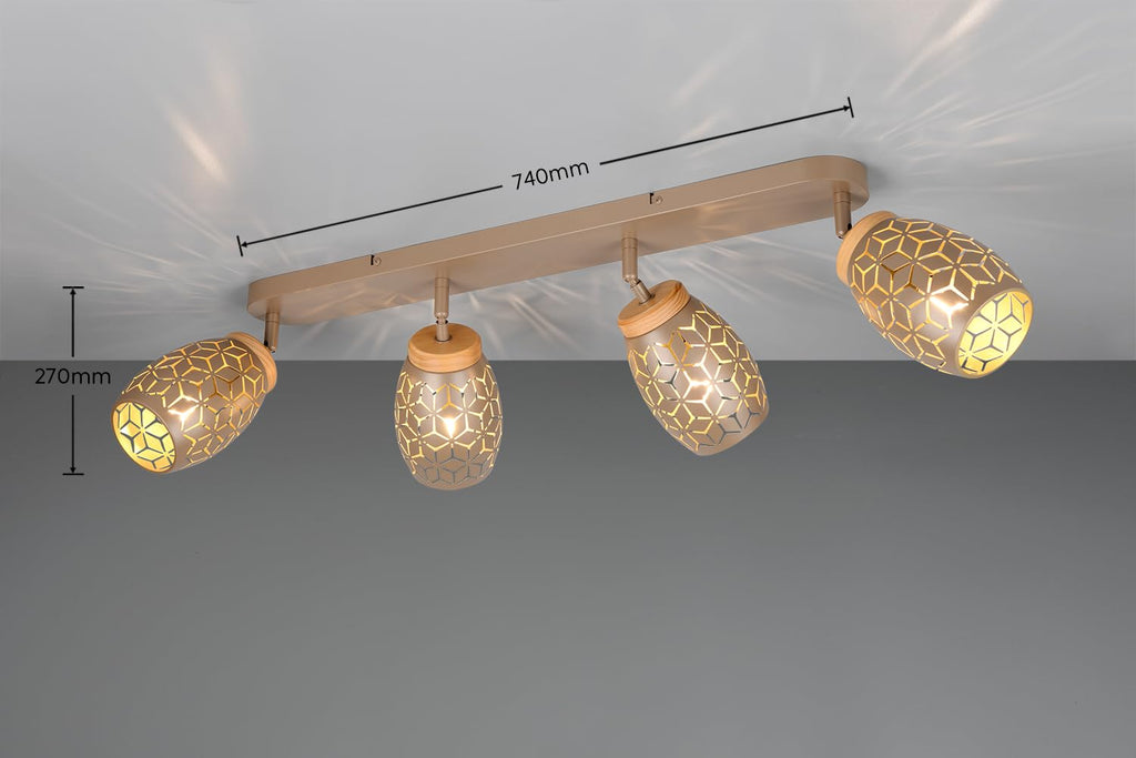 Reality Leuchten Spotbalken Bidar R81574065, Metall Coffee, exkl. 4x E14