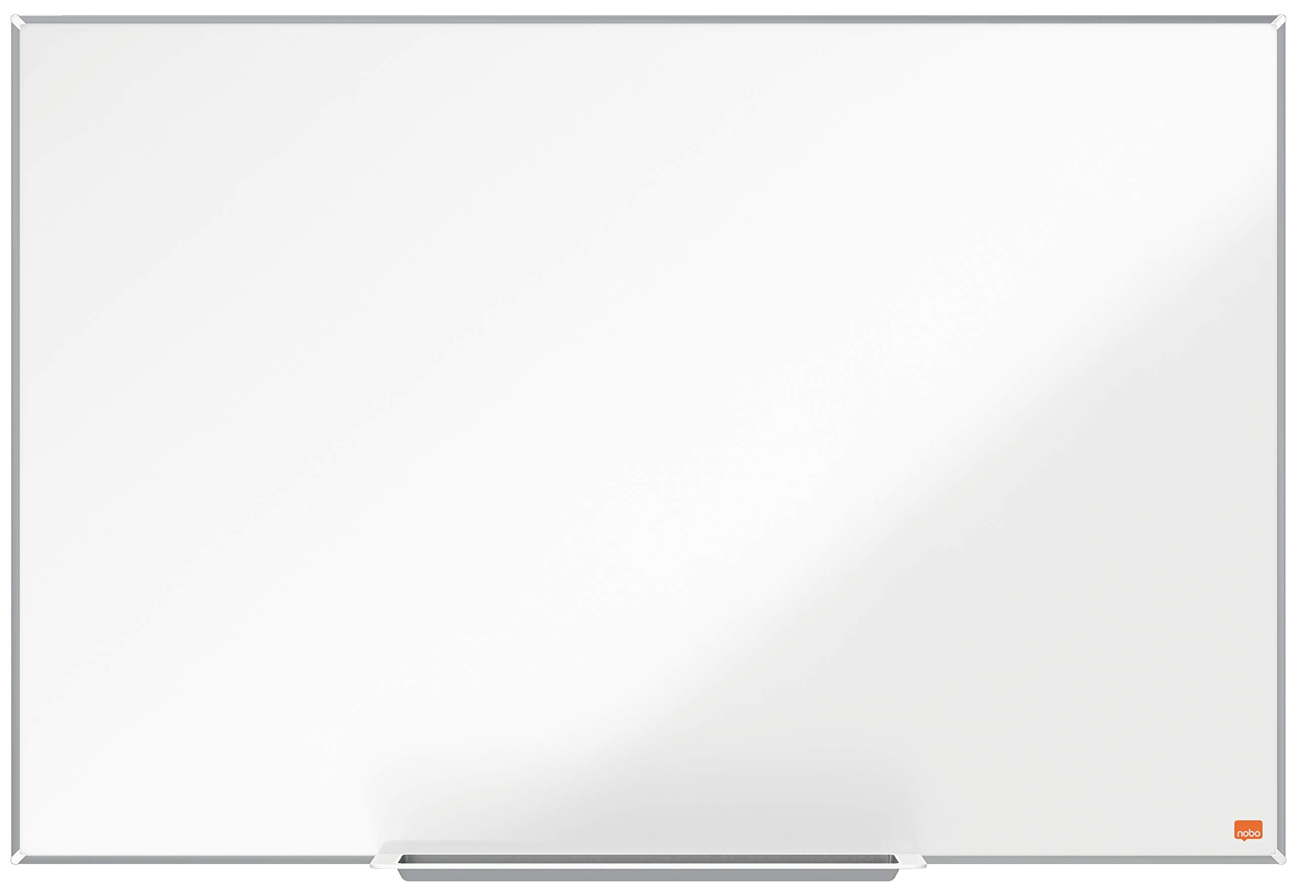 Nobo Magnetisches Emaillle-Whiteboard mit Stiftablage, 900 x 600 mm, Schlanker Zierrahmen, InvisaMount-Montagesystem, Impression Pro, Weiß, 1915395