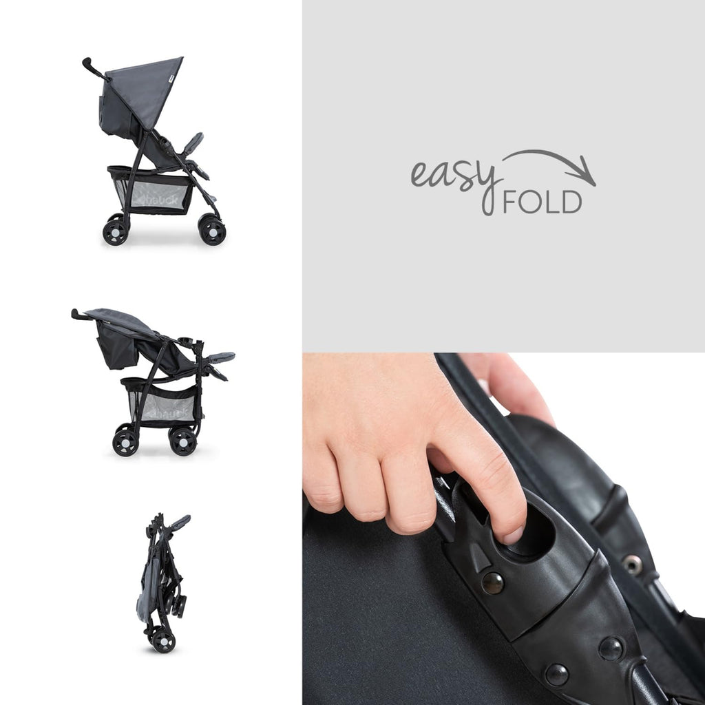 hauck Buggy Sport, Charcoal/Stone - Federleichter Reisebuggy 5,9 kg - mit Liegefunktion für Kinder ab Geburt bis 15 kg - Klein Zusammenklappbar, Großer Einkaufskorb bis 3 kg