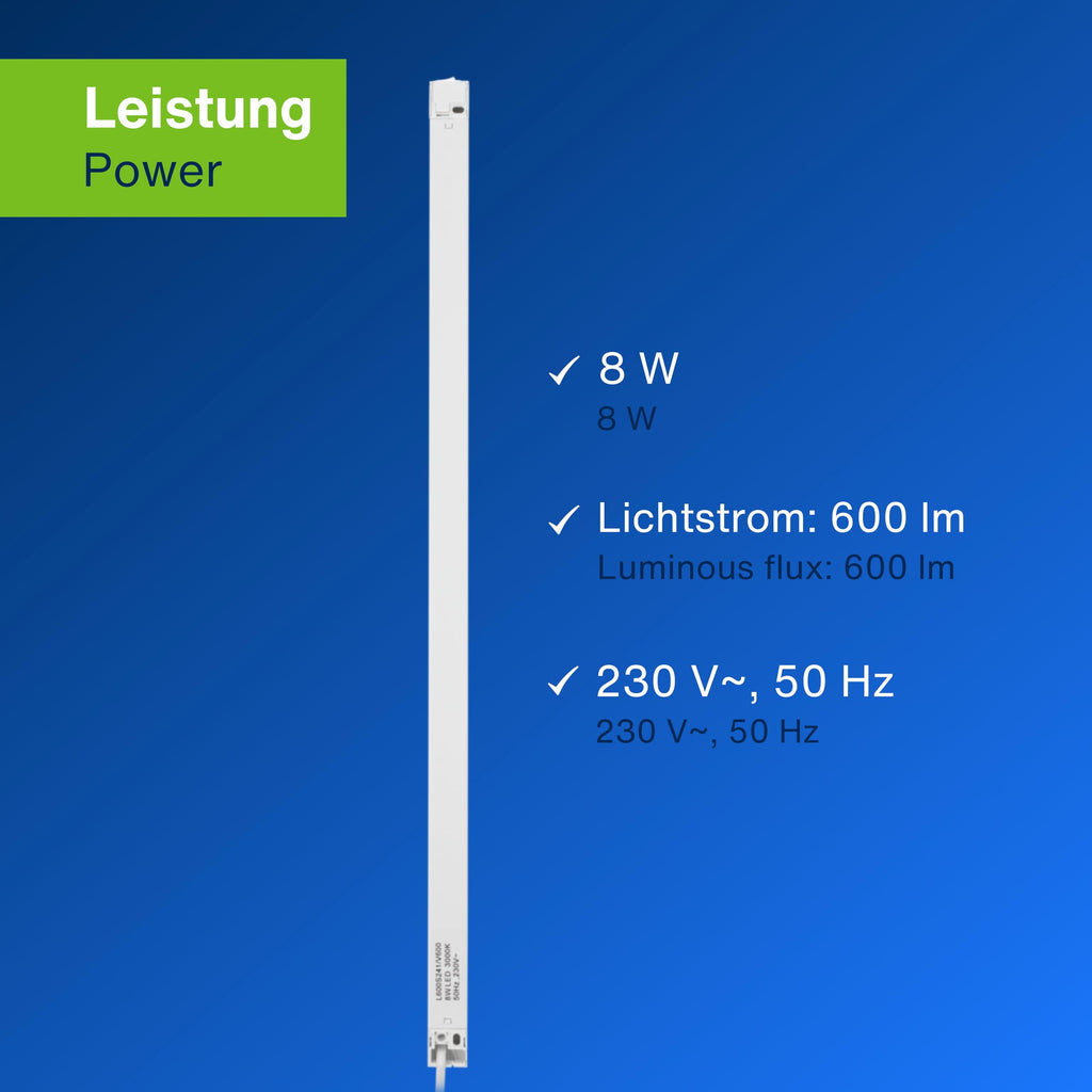 REV Unterbauleuchte Küche LED V600 - Schrankbeleuchtung 60cm, 20.000h, LED Leiste 8W, 600lm, 3000K, weiß