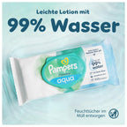 Pampers Harmonie Aqua Feuchttücher 15 Packungen mit jeweils 48 Feuchttüchern - 720 Feuchttücher, die helfen, den natürlichen pH-Wert der Haut wiederherzustellen, leichte Lotion mit 99% Wasser