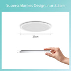 Philips LED Badezimmer Deckenleuchte Superslim (15 W), 3 Lichteinstellungen, kaltweiß Licht, dimmen ohne Dimmer, IP44 Schutz, weiß, 25cm