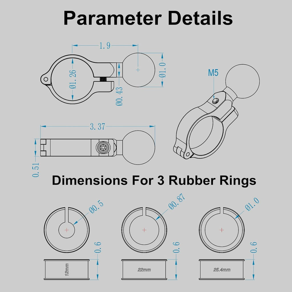 iMESTOU 2 x Aluminium-Kugelbasis für Lenkerhalterungen, kompatibel mit Ram/iMESTOU Handyhalterungen mit 2,5 cm Kugelbuchsen