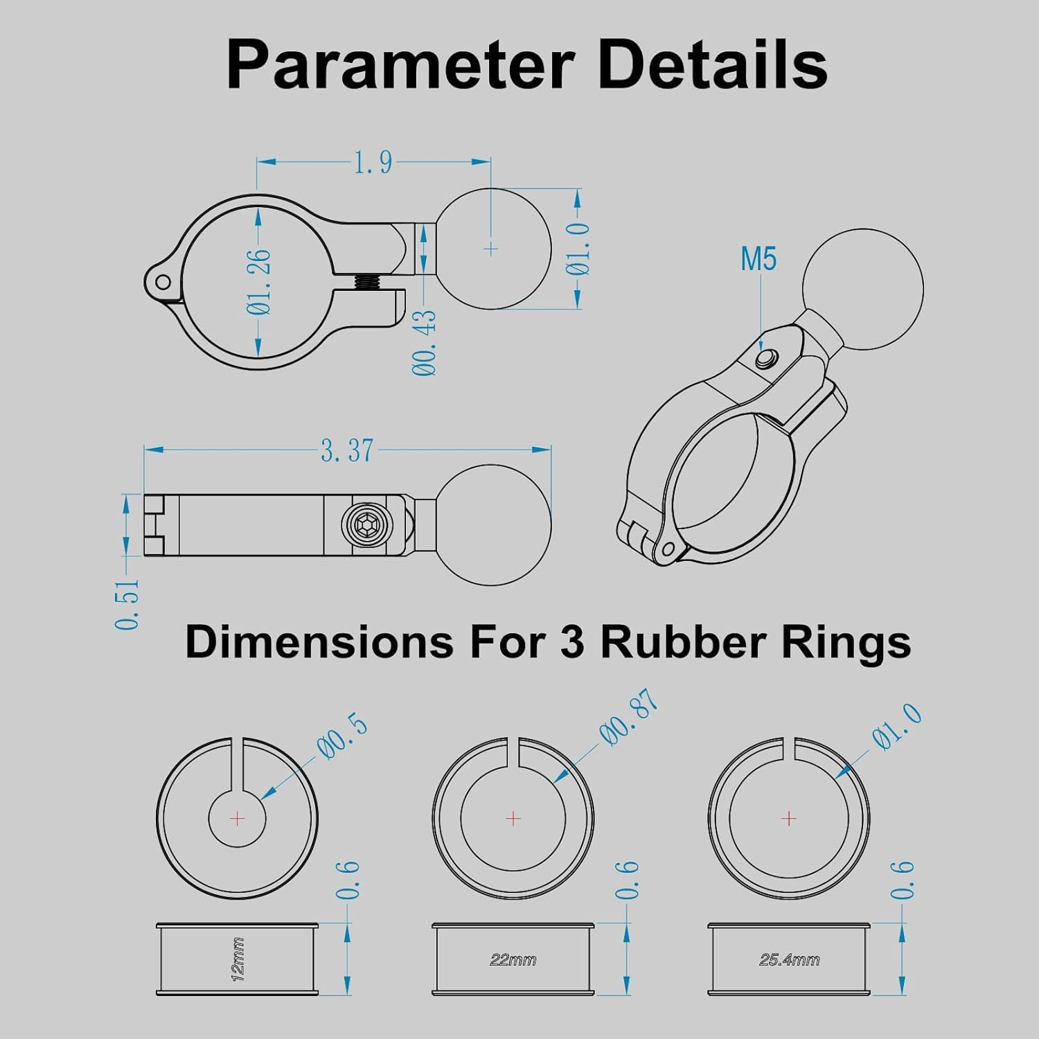 iMESTOU 2 x Aluminium-Kugelbasis für Lenkerhalterungen, kompatibel mit Ram/iMESTOU Handyhalterungen mit 2,5 cm Kugelbuchsen